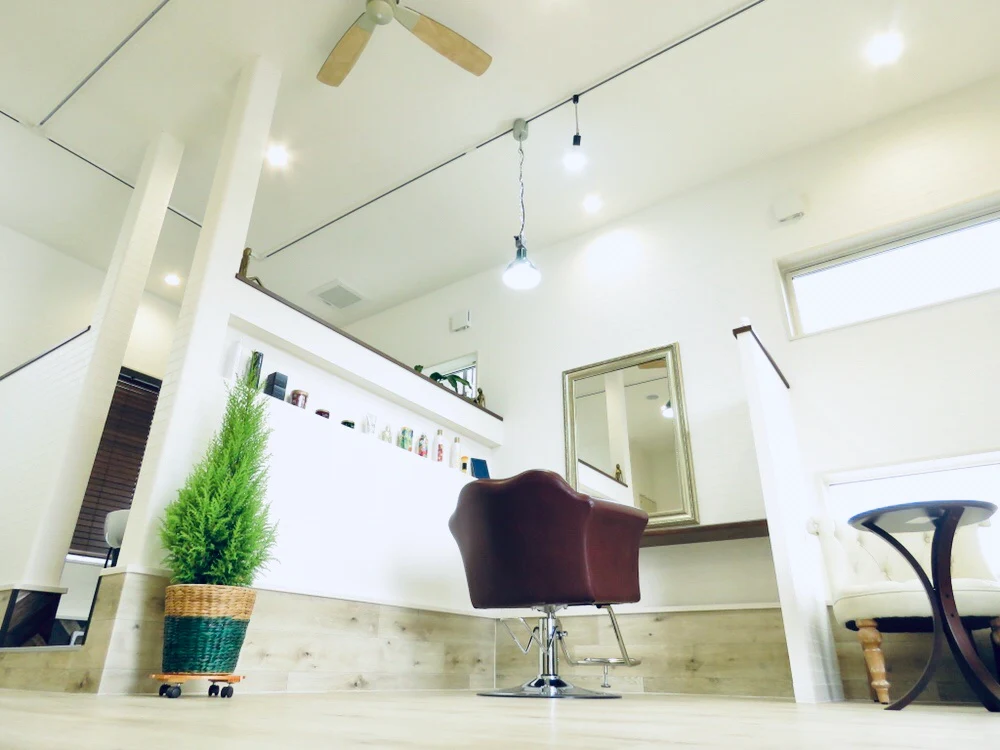 白い壁、窓とチェアが見えるClearの店内全景